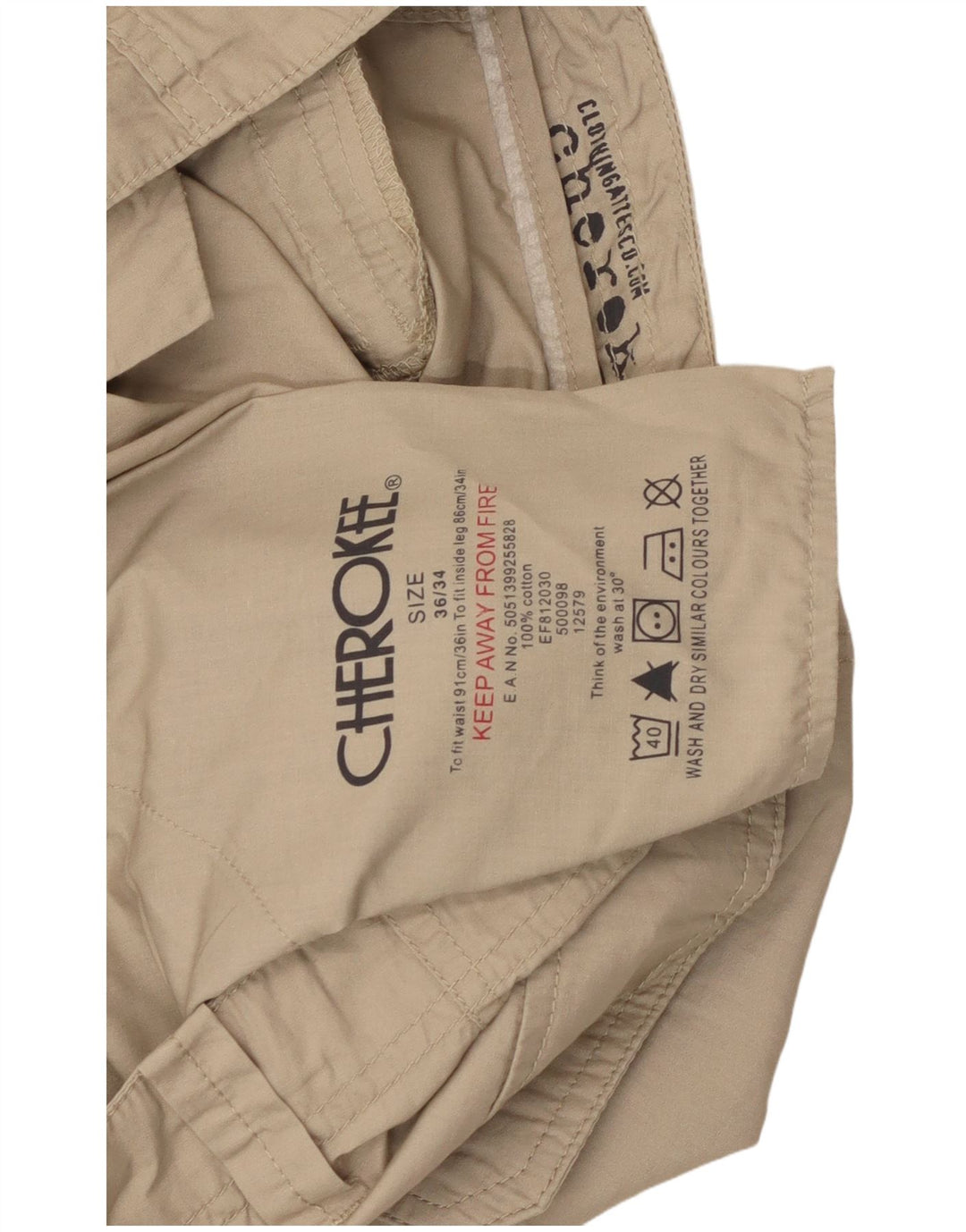 Spodnie męskie Cherokee Straight Cargo W36 L34 Beżowa bawełna