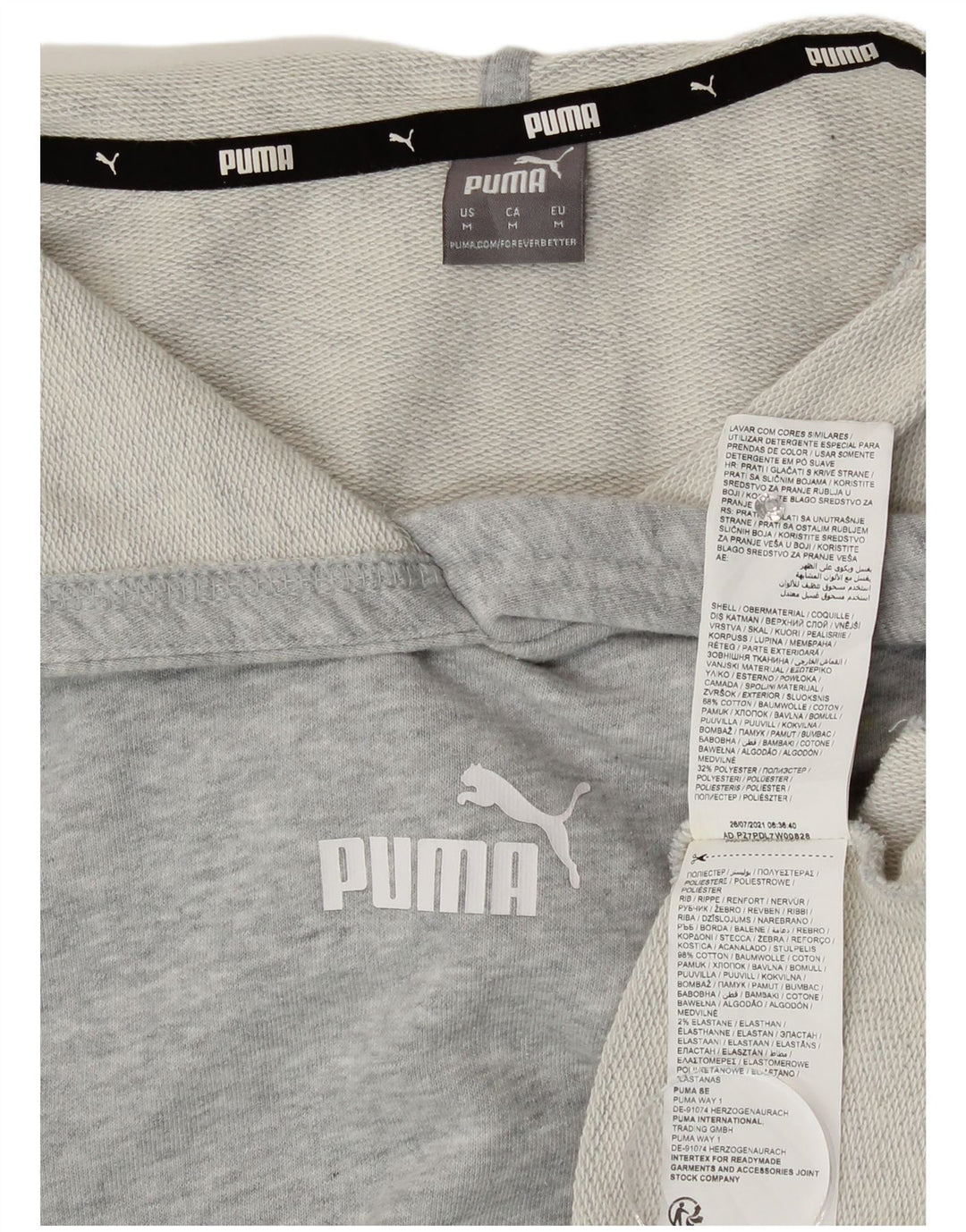 Damska bluza z kapturem Puma Crop Graphic Oversize UK 14, średnia szara bawełna