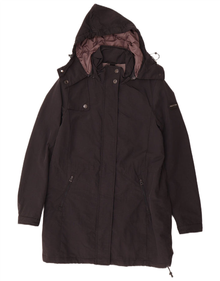 Damski płaszcz wiatrówka z kapturem GEOX RESPIRA UK 6 XS, czarny poliamid