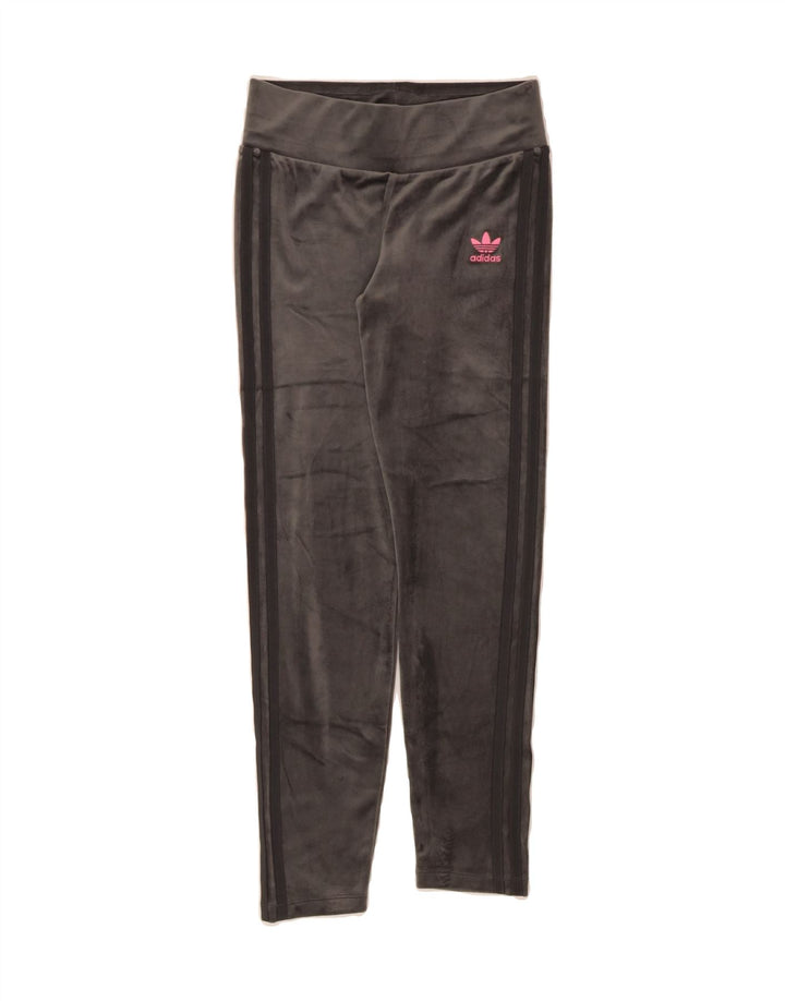 ADIDAS Womens Velour Leggings UK 6 XS Grey Vintage Adidas and Second-Hand Adidas from Messina Hembry 