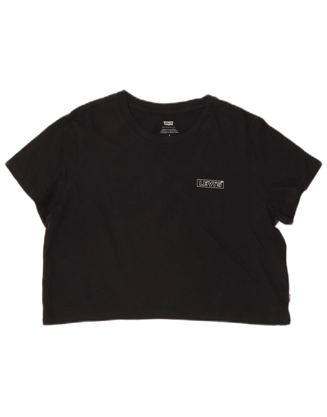 Damska koszulka LEVI'S Crop Graphic Top UK 14, średnia czarna bawełna