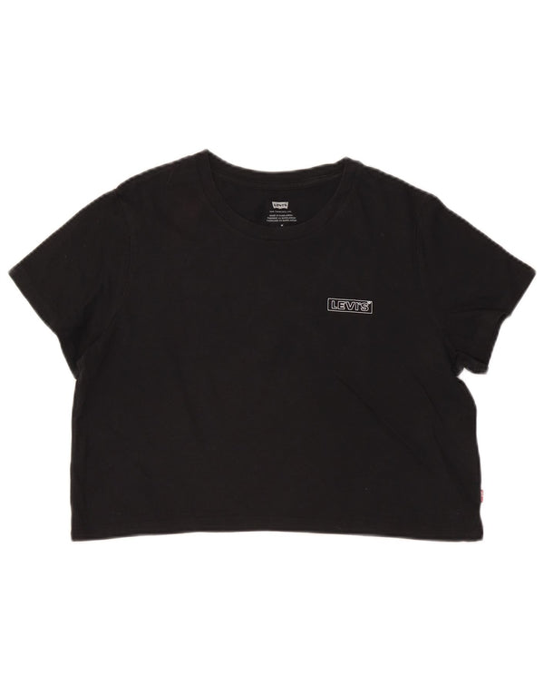 Damska koszulka LEVI'S Crop Graphic Top UK 14, średnia czarna bawełna