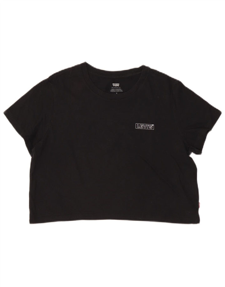 Damska koszulka LEVI'S Crop Graphic Top UK 14, średnia czarna bawełna
