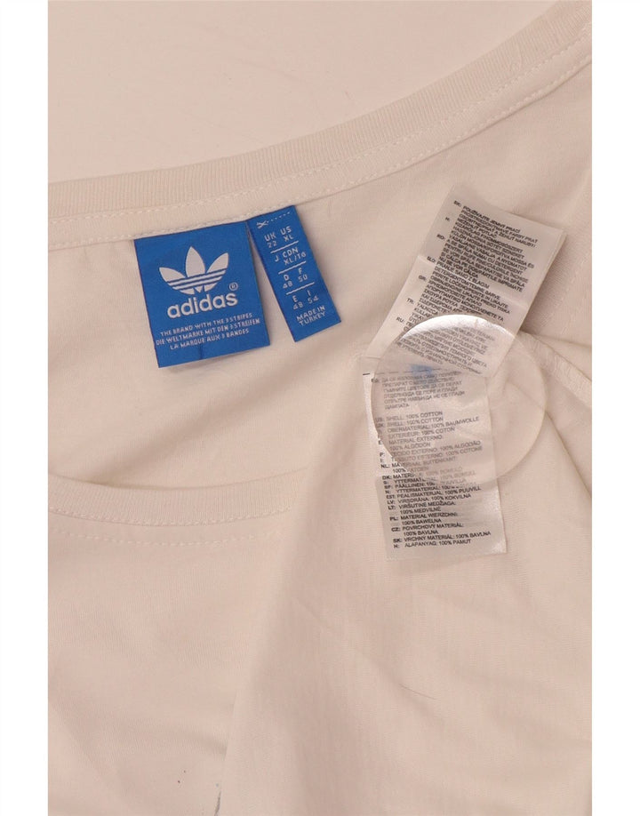 Damska koszulka ADIDAS z grafiką o długim kroju, UK 22 XL, biała bawełna