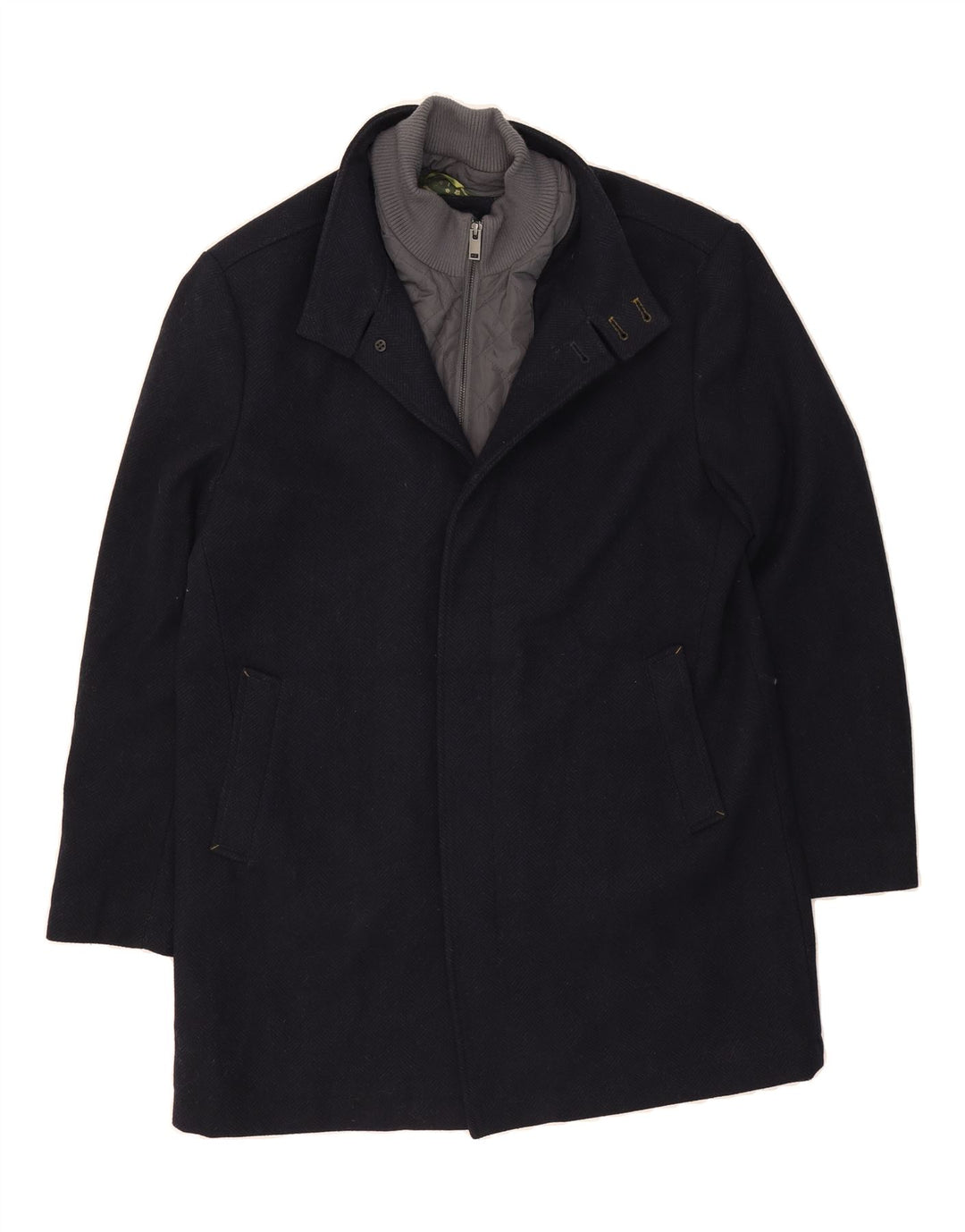 WHITE STUFF Mens Overcoat UK 42 XL Navy Blue Polyester