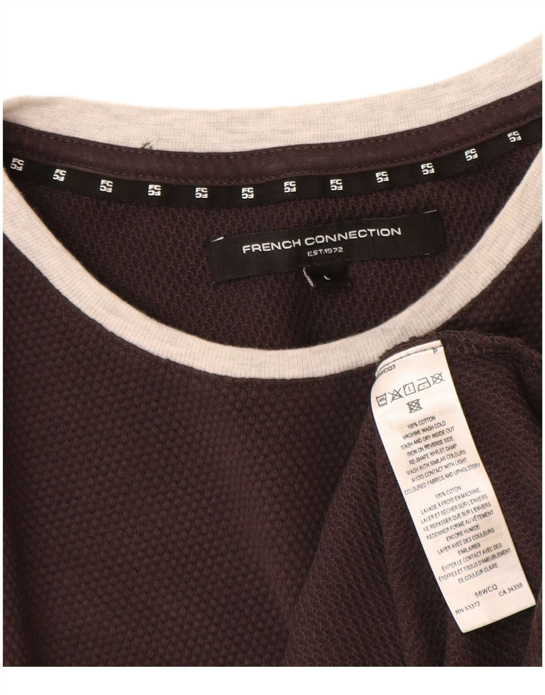 Top męski French Connection z długim rękawem, duży, szary, bawełniany