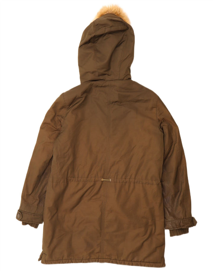 Damska kurtka parka z kapturem Trafaluc Zara UK 14, średni khaki, poliester