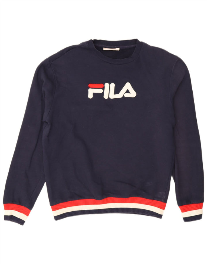 Męska bluza z grafiką Fila, średni granatowy, bawełniany