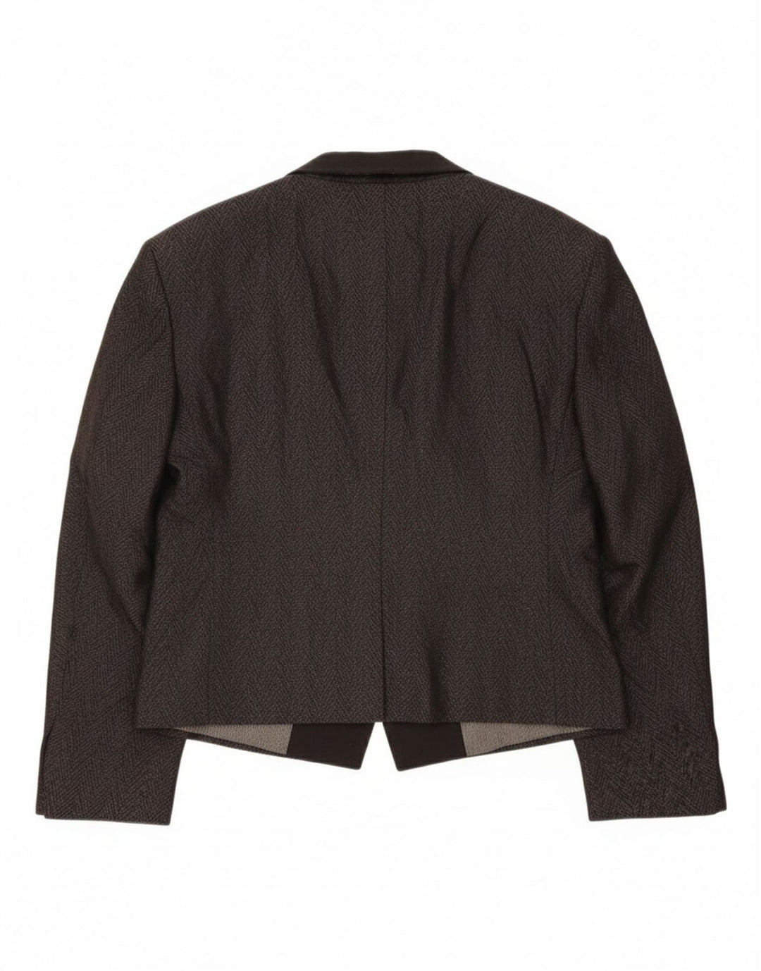 QUANTAS Womens 1 Button Blazer Jacket IT 48 XL Grey Herringbone Silk