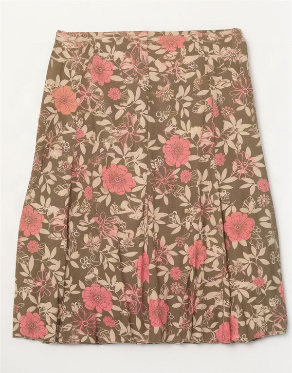 Marks & Spencer Damska plisowana spódnica UK 18 XL W38 Khaki z kwiatową wiskozą