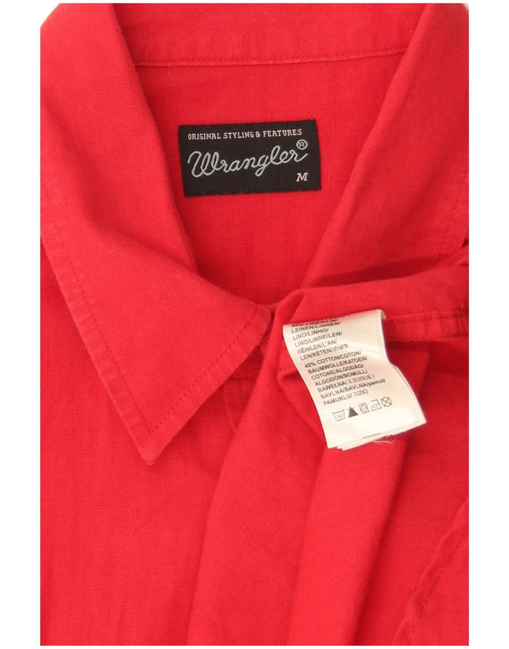 Męska koszula z krótkim rękawem Wrangler, średnio czerwona, lniana