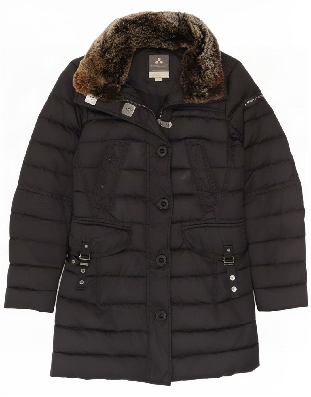 PEUTEREY Męski ocieplany płaszcz z kapturem IT 42 Medium Black