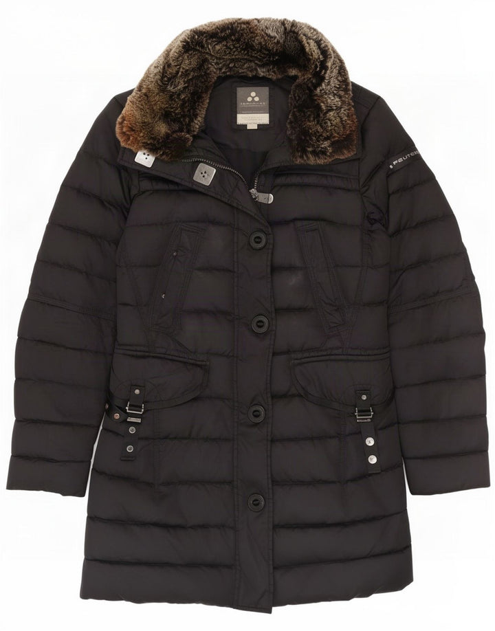 PEUTEREY Męski ocieplany płaszcz z kapturem IT 42 Medium Black