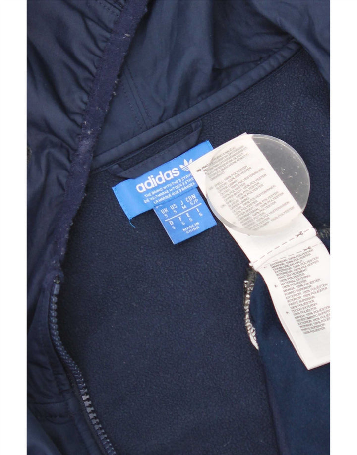Adidas Męski sweter z kapturem i zamkiem błyskawicznym, mały, granatowy, z blokami kolorów, poliester