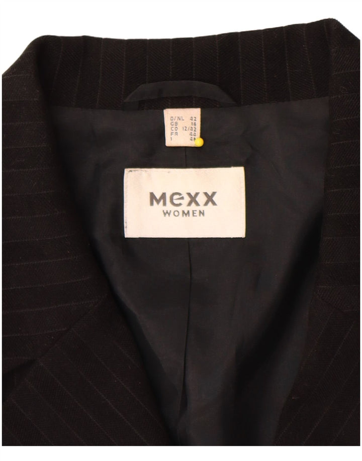 Płaszcz damski Mexx UK 16, duży, czarny, poliestrowy w paski