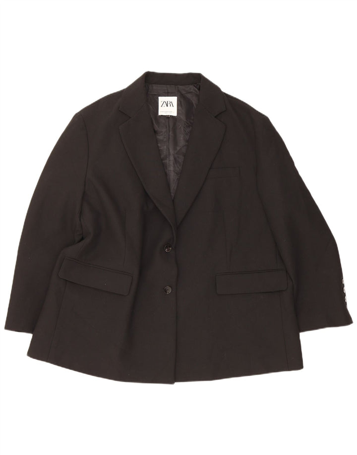 Damska marynarka zapinana na 2 guziki, oversize, Zara UK 6 XS, czarny poliester