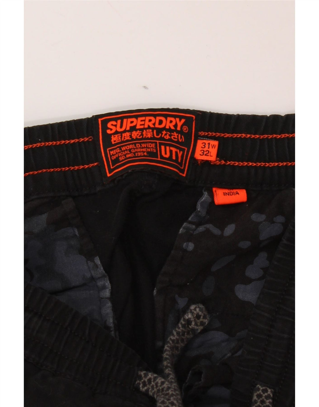 Męskie spodnie cargo SUPERDRY W31 L32, czarne, bawełniane