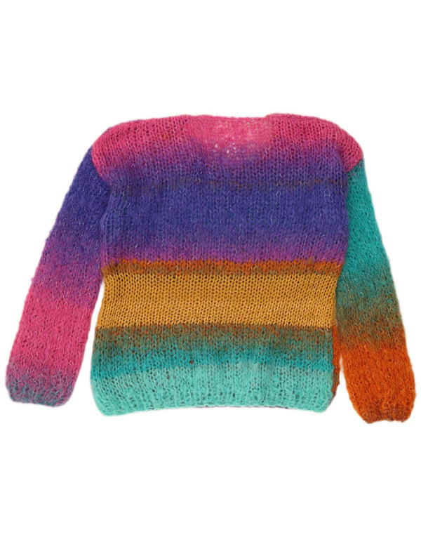 Sweter damski z okrągłym dekoltem w stylu vintage, UK 14, średnie, wielokolorowe paski