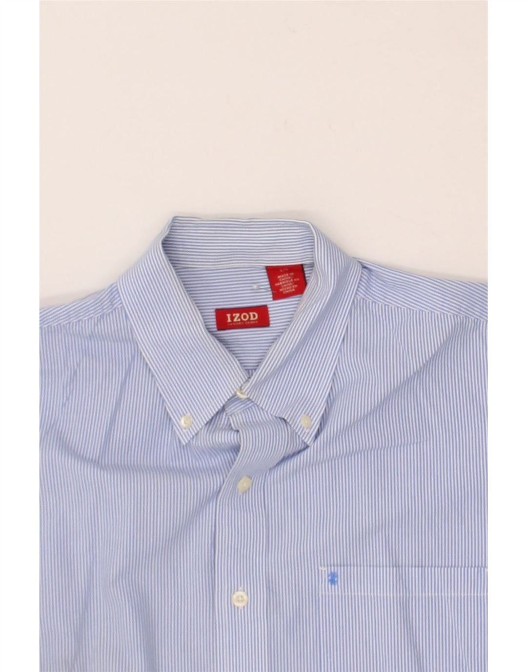 IZOD Mens Shirt Large Blue Pinstripe Cotton Vintage Izod and Second-Hand Izod from Messina Hembry 