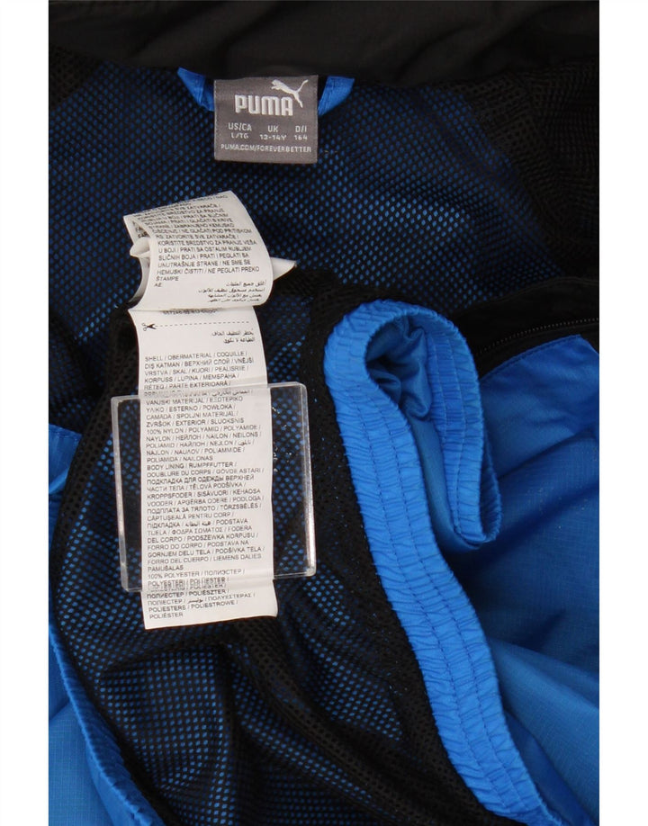 Chłopięca kurtka dresowa Puma 13-14 lat, niebieski nylon z blokami kolorów