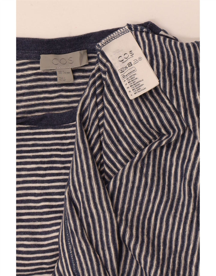 Cos Męski T-shirt Top z bawełny w średnie niebieskie paski