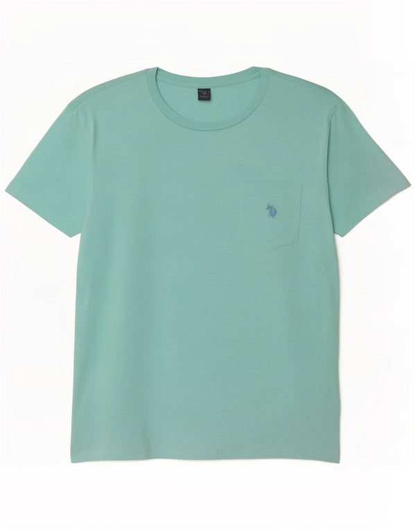US Polo Assn. Męski T-shirt Top, duży, turkusowy, bawełniany