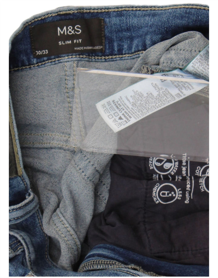 Marks & Spencer Damskie jeansy slim W30 L33 Niebieskie, bawełniane