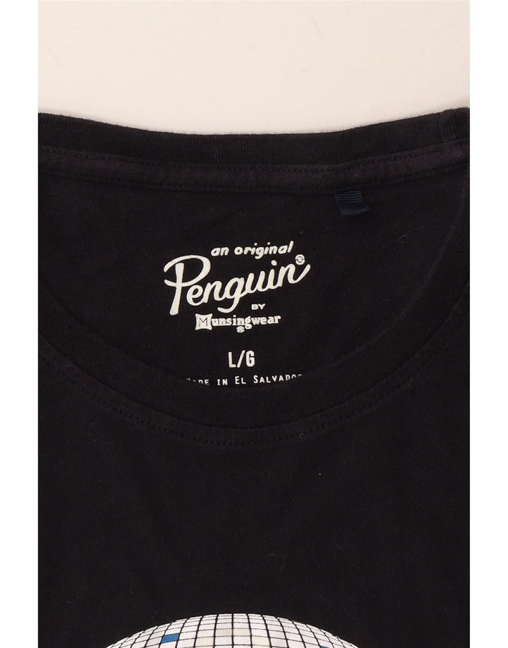 PENGUIN Mens Graphic T-Shirt Top Large Black Cotton Vintage Penguin and Second-Hand Penguin from Messina Hembry 