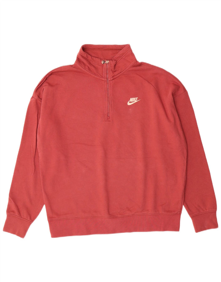 Damski sweter oversize NIKE z grafiką i zamkiem błyskawicznym, UK 10, mały, różowy