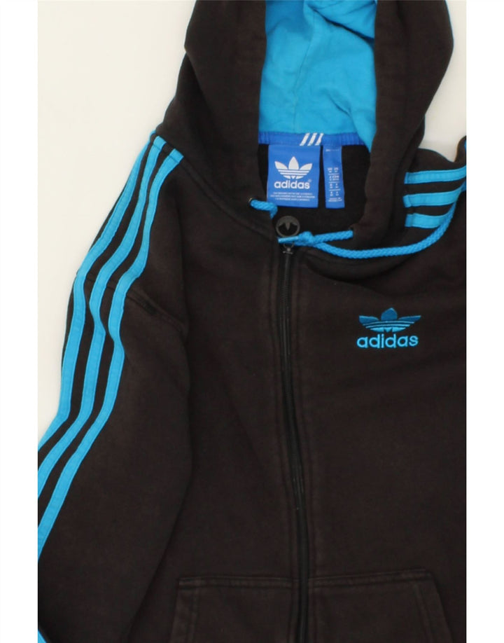 Męski sweter z kapturem i zamkiem ADIDAS, średniej wielkości, czarny, bawełniany