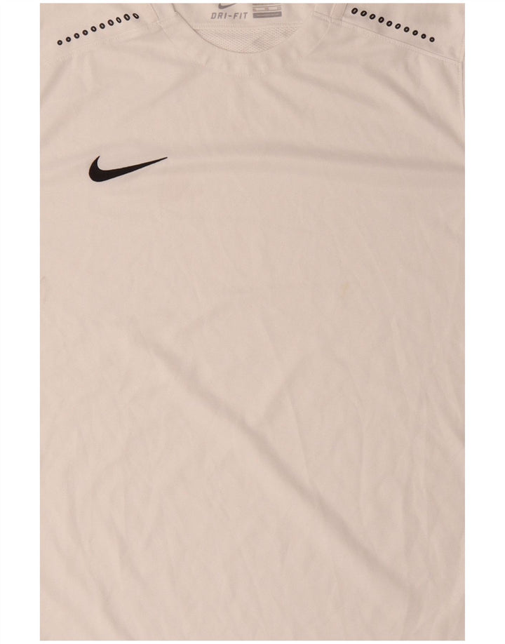 Męski T-shirt NIKE Dri Fit, top XL, biały poliester z blokami kolorów