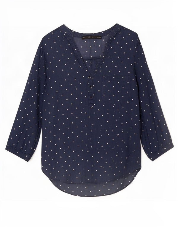 Damska bluzka z rękawem 3/4 Zara Top UK 10 Small Granatowa w kropki