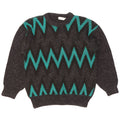 Vintage męski sweter z okrągłym dekoltem, duży szary jodełka