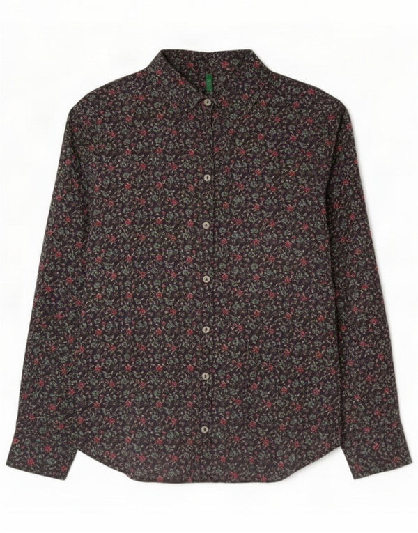 Koszula damska Benetton UK 12 Medium granatowa w kwiaty