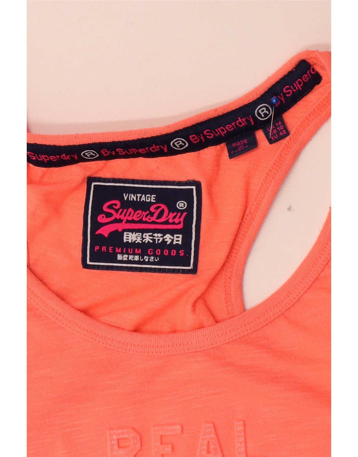 Damski top z kamizelką Superdry Graphic UK 14, duży, pomarańczowy poliester