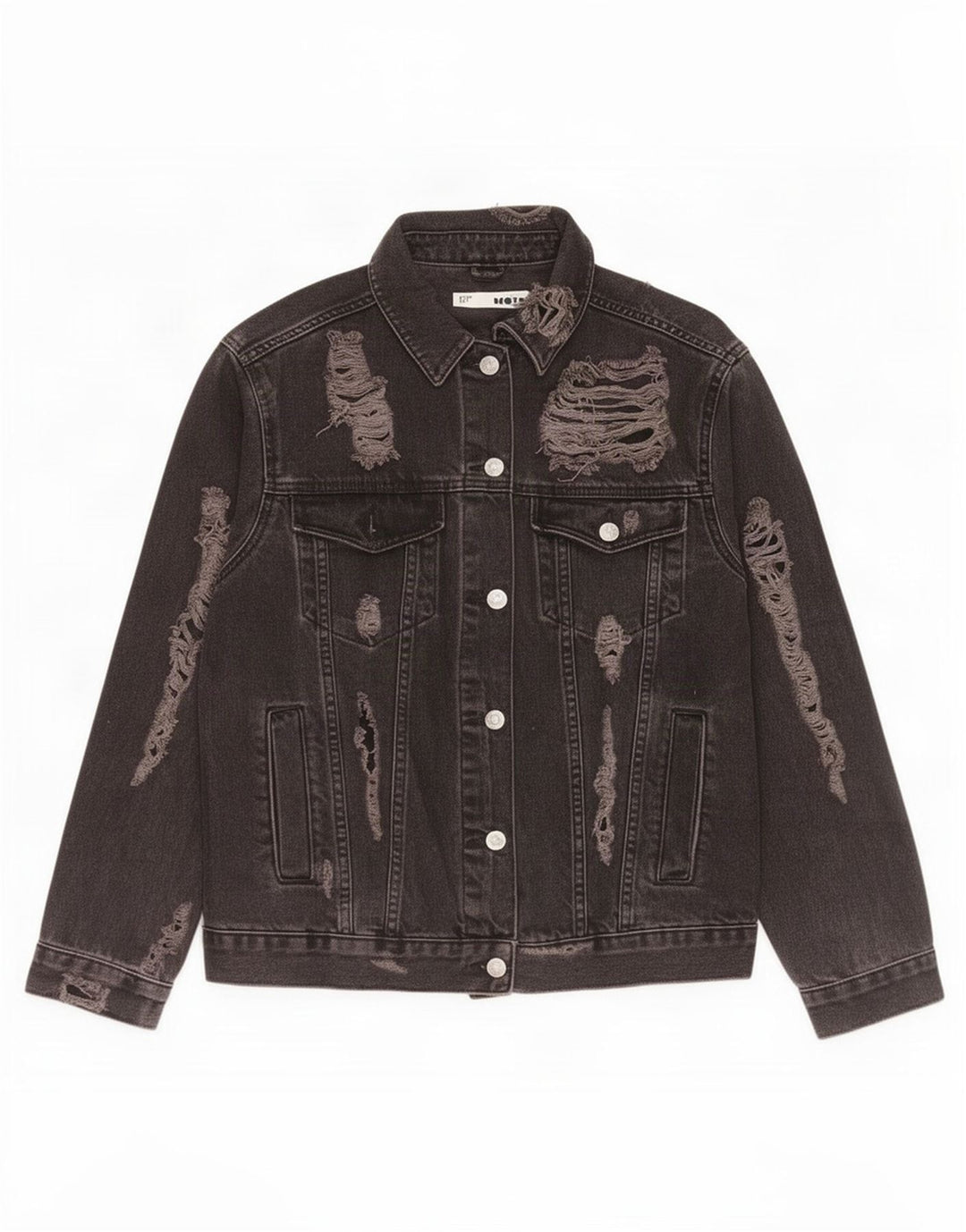 Topshop Damska kurtka jeansowa oversize w trudnej sytuacji, UK 10, mała, czarna, bawełniana