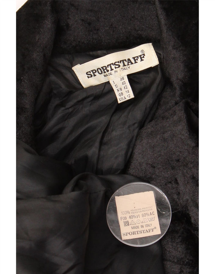 Damska marynarka sportowa z podwójnymi piersiami Sportstaff UK 14, duży, czarny poliester