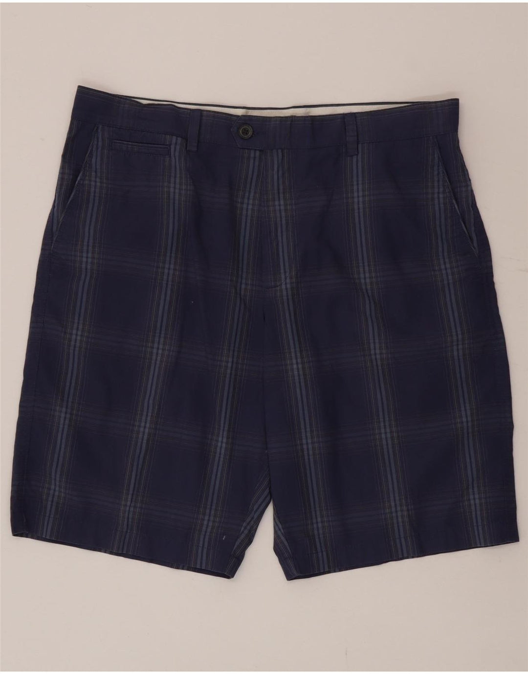 Marks & Spencer Męskie spodenki Chino W36, duże, niebieskie, bawełniane w kratkę