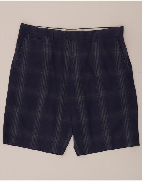Marks & Spencer Męskie spodenki Chino W36, duże, niebieskie, bawełniane w kratkę