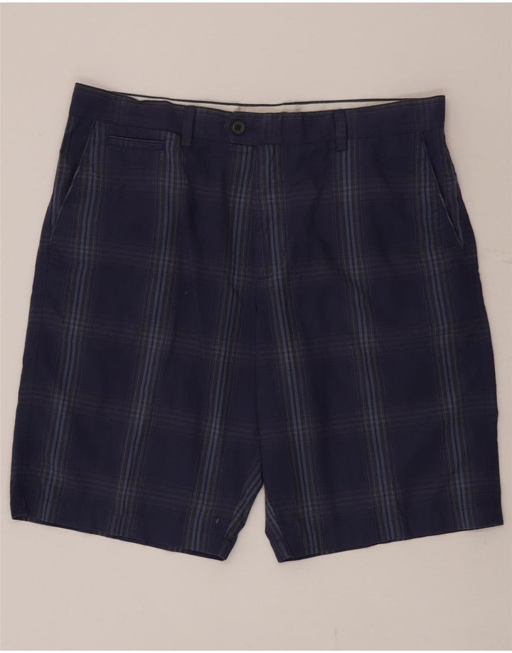 Marks & Spencer Męskie spodenki Chino W36, duże, niebieskie, bawełniane w kratkę