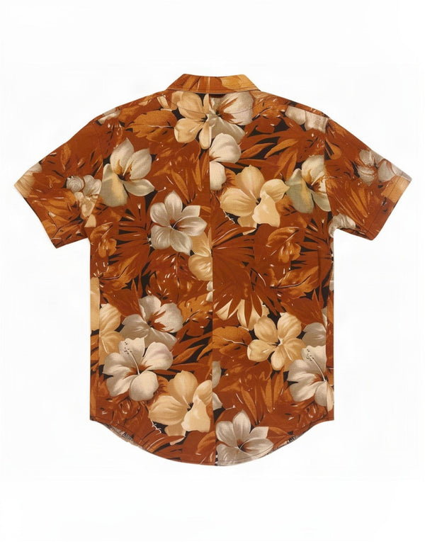 Bluzka damska z krótkim rękawem w stylu vintage, UK 18 XL, brązowa w kwiaty