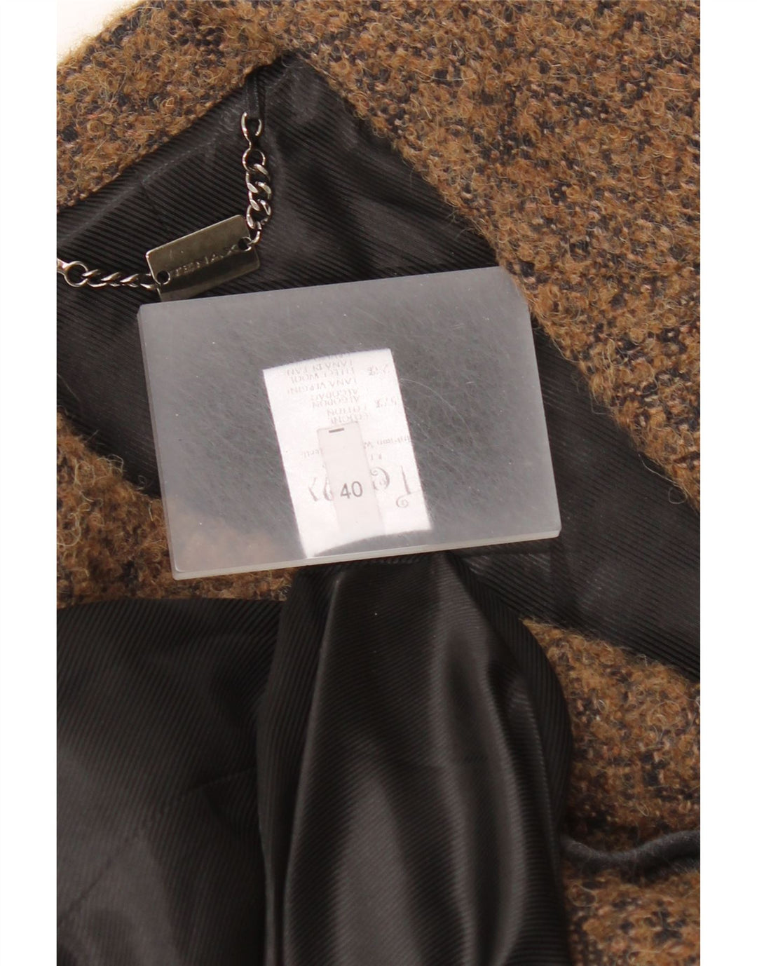 Damski dwurzędowy płaszcz Tenax IT 40 Mała brązowa bawełna w plamki