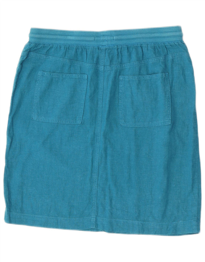 Marks & Spencer Damska prosta spódnica UK 12 Medium W30 Niebieska lniana