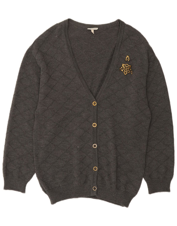 Sweter damski w stylu vintage, EU 46 XL, szary, poliakrylowy w kratkę