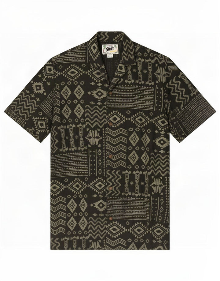 Damska koszula z krótkim rękawem Pull & Bear, mała, czarna, geometryczna wiskoza