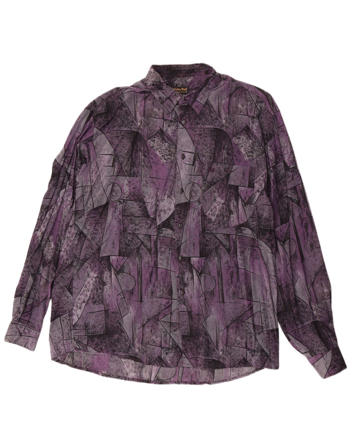 Koszula męska Walter Wolf rozmiar 43, duża fioletowa, geometryczna wiskoza