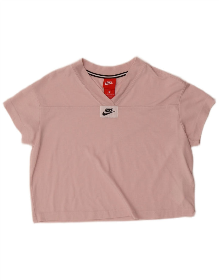 Damski t-shirt Nike o krótkim kroju, UK 6 XS, różowy poliester