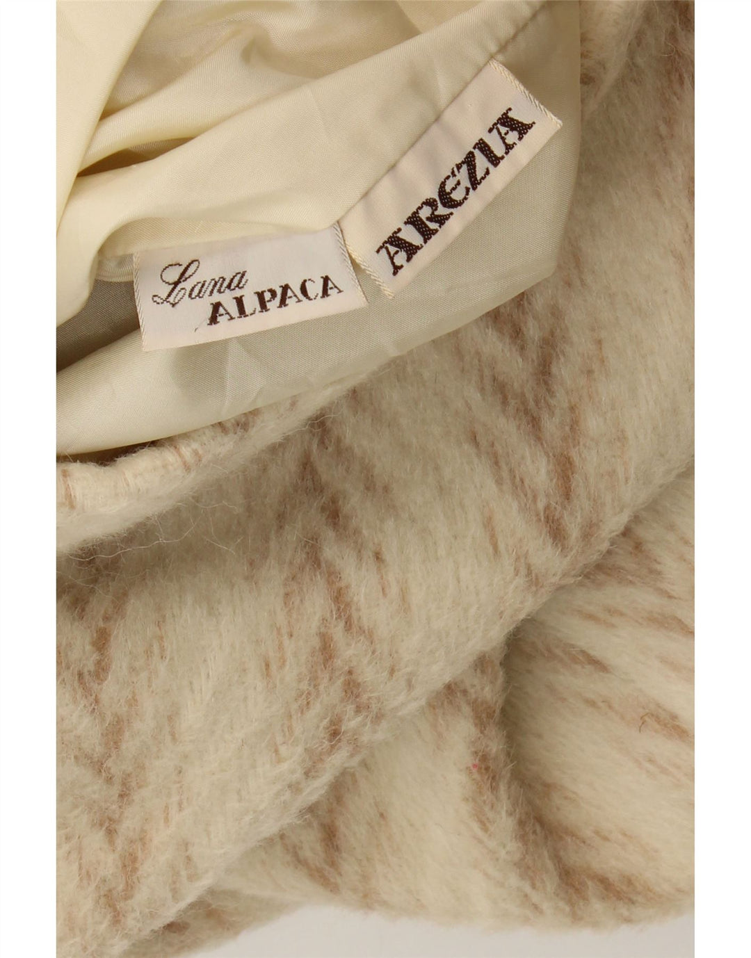 Damski płaszcz oversize Arezia UK 20 2XL Beżowa wełna w jodełkę