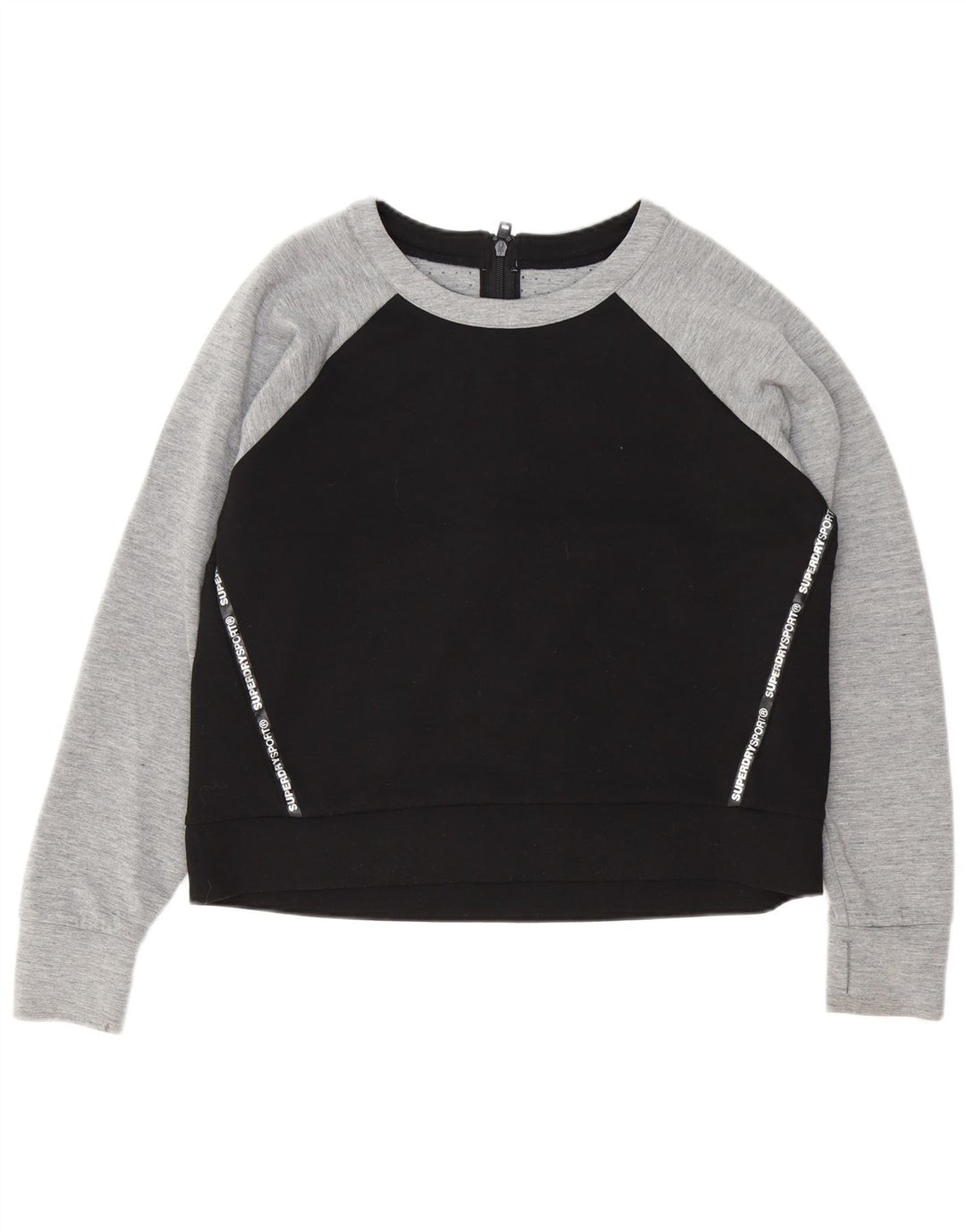 Damski sweter z grafiką Superdry UK 16, duży, czarny, z blokami kolorów