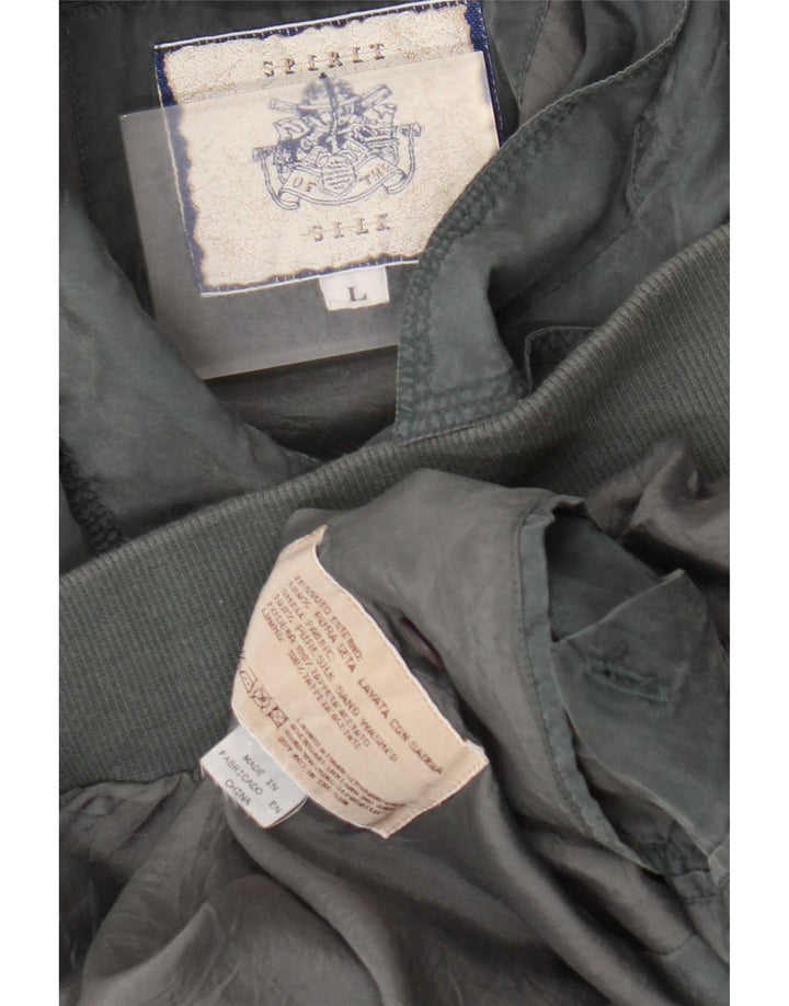Męska kurtka bomber w stylu vintage UK 40, duża, szara, jedwabna
